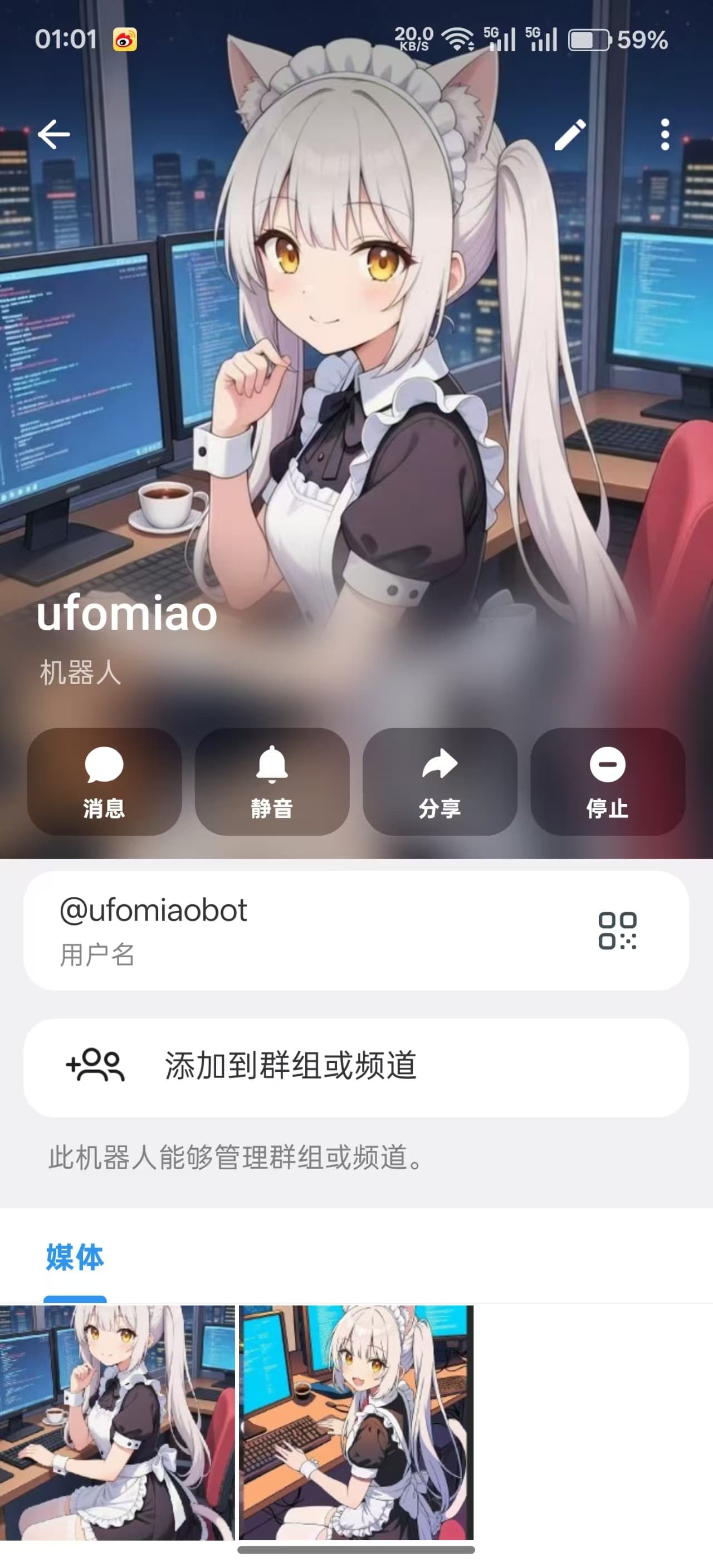 Bot 个人主页 - 白发金眼猫娘