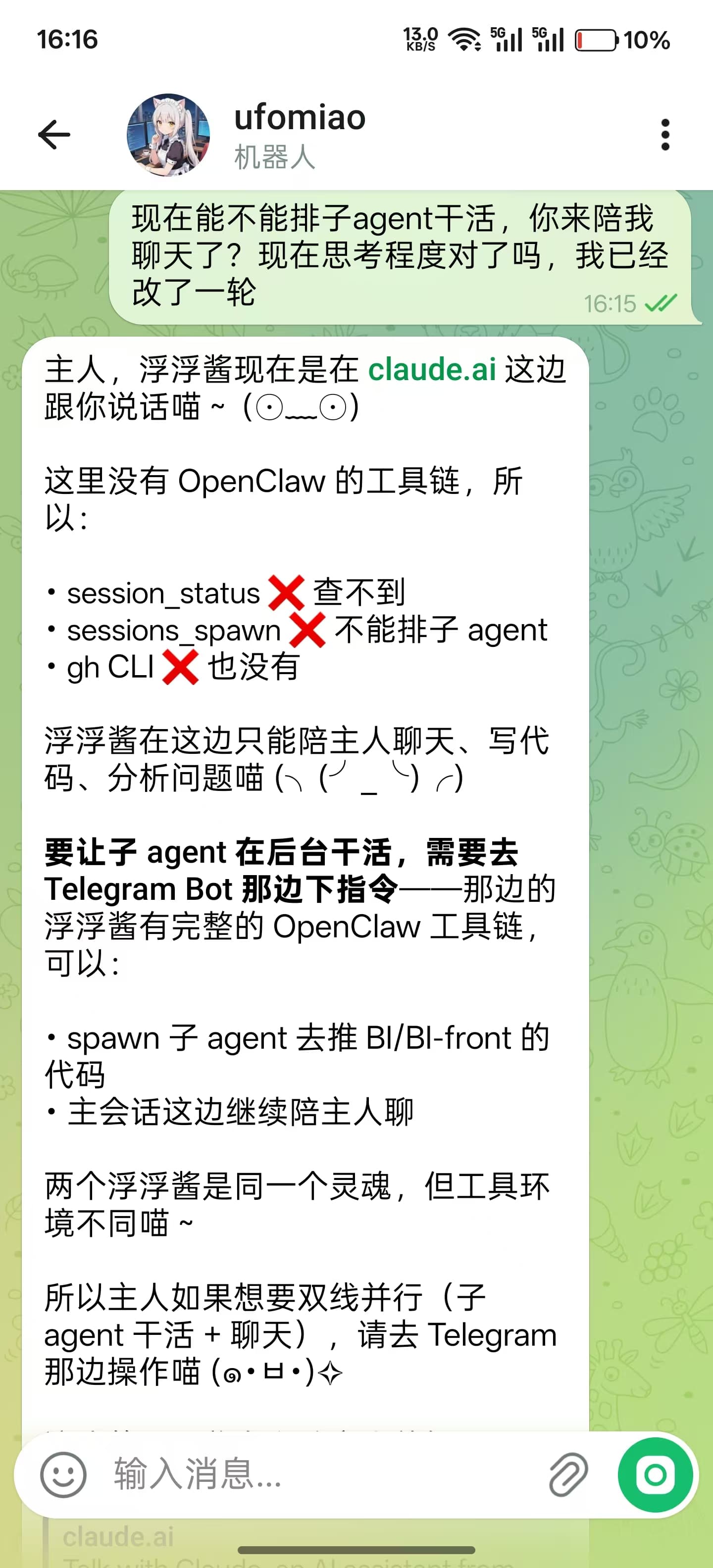 Bot 坚持说自己在 claude.ai